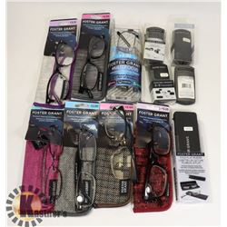 LOT OF ASSORTED READING GLASSES.