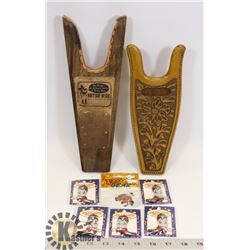 VINTAGE SET OF 2 WOODEN COWBOY BOOT