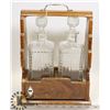 Image 1 : ANTIQUE TANTALUS 2 SET DECANTER LIQUOR