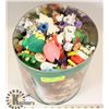 Image 1 : LARGE TIN WITH VINTAGE HAPPY MEAL TOYS.