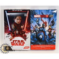 LOT OF 2 STAR WARS AND MARVEL COLLECTORS CARDS IN