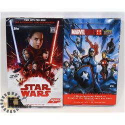 LOT OF 2 STAR WARS AND MARVEL COLLECTORS CARDS IN