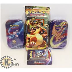 LOT OF POKÉMON THEME DECKS & COLLECTORS TINS WITH