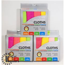 THREE 4 PACKS OF MICROFIBER CLOTHS