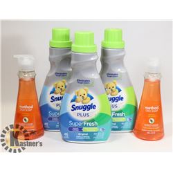 LOT OF DETERGENT, FABRIC SOFTENER & DISH SOAP.