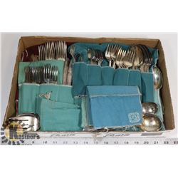 FLAT WITH ASSORTED VINTAGE CUTLERY.