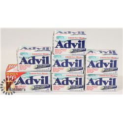 LOT OF ADVIL EXTRA STRENGTH LIQUID GELS.