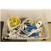 Image 1 : LARGE CLEAR BIN FULL OF EXTENSION CORDS,