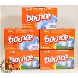 LOT OF 5 BOUNCE DRYER SHEET PACKS.