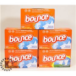 LOT OF 5 BOUNCE DRYER SHEET PACKS.