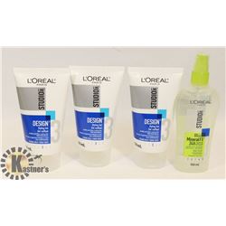 BAG OF 4 ASSORTED LOREAL HAIR GEL