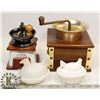 Image 1 : 2 VINTAGE COFFEE GRINDERS - ONE IS DELFT AND 2