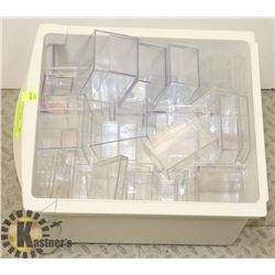 42 PLASTIC SPORTS CARD CONTAINERS - VARIOUS SIZES.