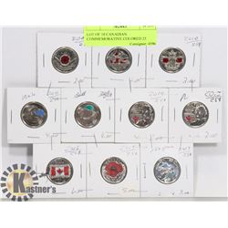 LOT OF 10 CANADIAN COMMEMORATIVE COLORED 25 CENT