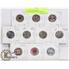 Image 1 : LOT OF 10 CANADIAN COMMEMORATIVE COLORED 25 CENT