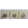 Image 1 : LOT OF 3 CANADA SILVER 50 CENT COINS 1962 PL-66
