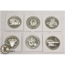 LOT OF 6 SILVER CANADA $1 DOLLAR COINS