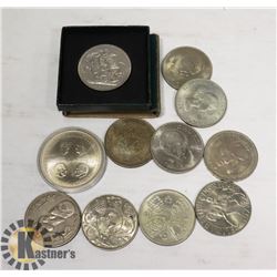 LOT OF 11 VARIOUS WORLD COMMEMORATIVE 1 CROWN