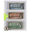 Image 1 : CANADIAN  1954  $1  $2  $5 BANKNOTES.