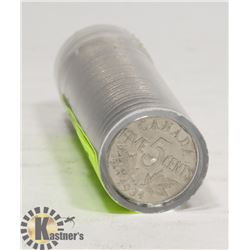 ROLL OF 1934 CANADIAN NICKELS.