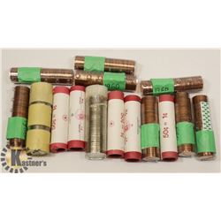 BOX OF ASSORTED ROLLED COINS