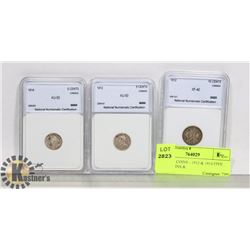 LOT OF 3 COINS - 1912 & 1914 FIVE CENT COINS &