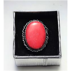 10)  LARGE OVAL CORAL RING  WITH A ROPE