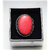 Image 1 : 10)  LARGE OVAL CORAL RING  WITH A ROPE