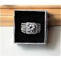 3)  SILVER TONE WHITE CZ SQUARE HALO