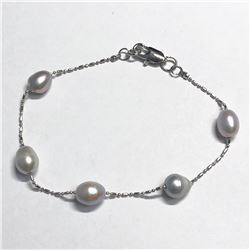 SILVER FRESHWATER PEARL BRACELET