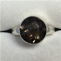 SILVER SMOKY QUARTZ RING