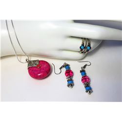 6)  ROUND PINK ONYX PENDANT WITH