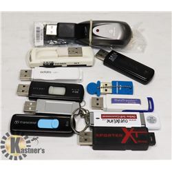 BAG WITH 11 USBS INCL. 2 GB, 4 GB, 8 GB,