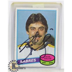 BOB SAUVE BUFFAL SABRES SIGNED CARD.