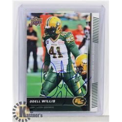 ODELL WILLIS SINGED EDMONTON ESKIMOS CARD.