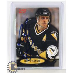 RON FRANCIS PITTSBURGH PENGUINS SIGNED CARD.