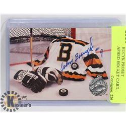 JOHNNY BUCYK PROSET AUTOGRAPHED HOCKEY CARD.