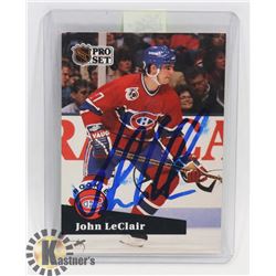 JOHN LECLAIR SIGNED ROOKIE CARD MONTREAL CANADIENS