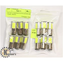 LOT OF 12 NEW RV/AUTO LED BULBS - COOL WHITE
