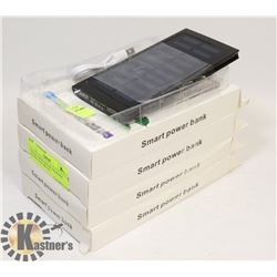 LOT OF 4 NEW SOLAR CHARGER BANKS SLIM METAL