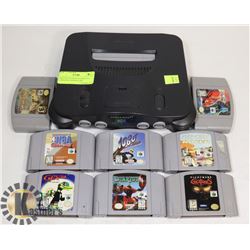 NINTENDO 64 WITH 8 GAMES, NO CORDS OR CONTROLLERS