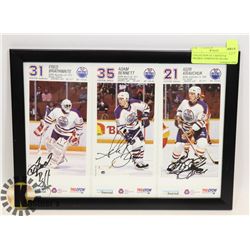 COLLECTION OF 3 SIGNED & FRAMED  EDMONTON OILERS