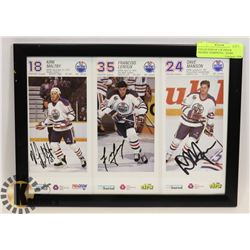 COLLECTION OF 3 SIGNED & FRAMED  EDMONTON OILERS