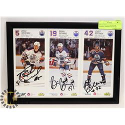 COLLECTION OF 3 SIGNED & FRAMED  EDMONTON OILERS