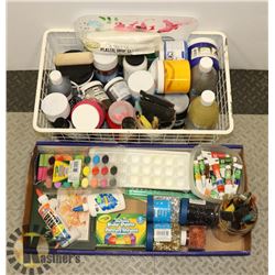 2 FLATS OF ART/CRAFT SUPPLIES INCL GLITTER, PAINTS