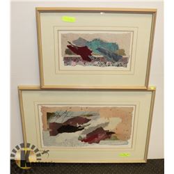 2 TRIPLE MATTED & FRAMED PICTURE - ARTIST SIGNED