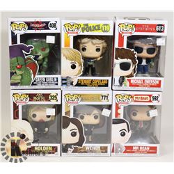 LOT OF 6 ASSORTED FUNKO POP VINYL FIGURES.
