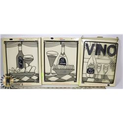 3 METAL VINO WALL DISPLAYS