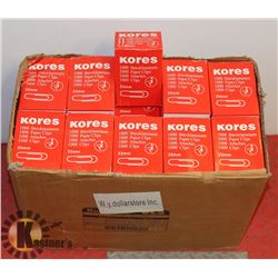 LOT OF KORES 1000 PAPER CLIP 33MM BOXES