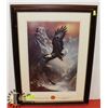 Image 1 : FRAMED PAINTING OF EAGLE AND MOUNTAINS. 18.5"X24"